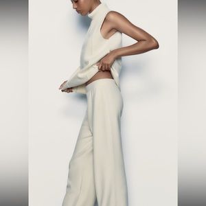 Zara Basic Soft Pants & Soft Turtleneck Top (Ecru)